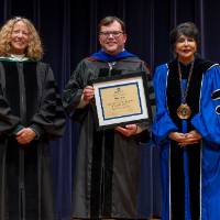 Provost Drake, Chris Haven, and President Mantella